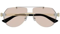 Bottega Veneta BV1342S 002 Shiny Silver Brown